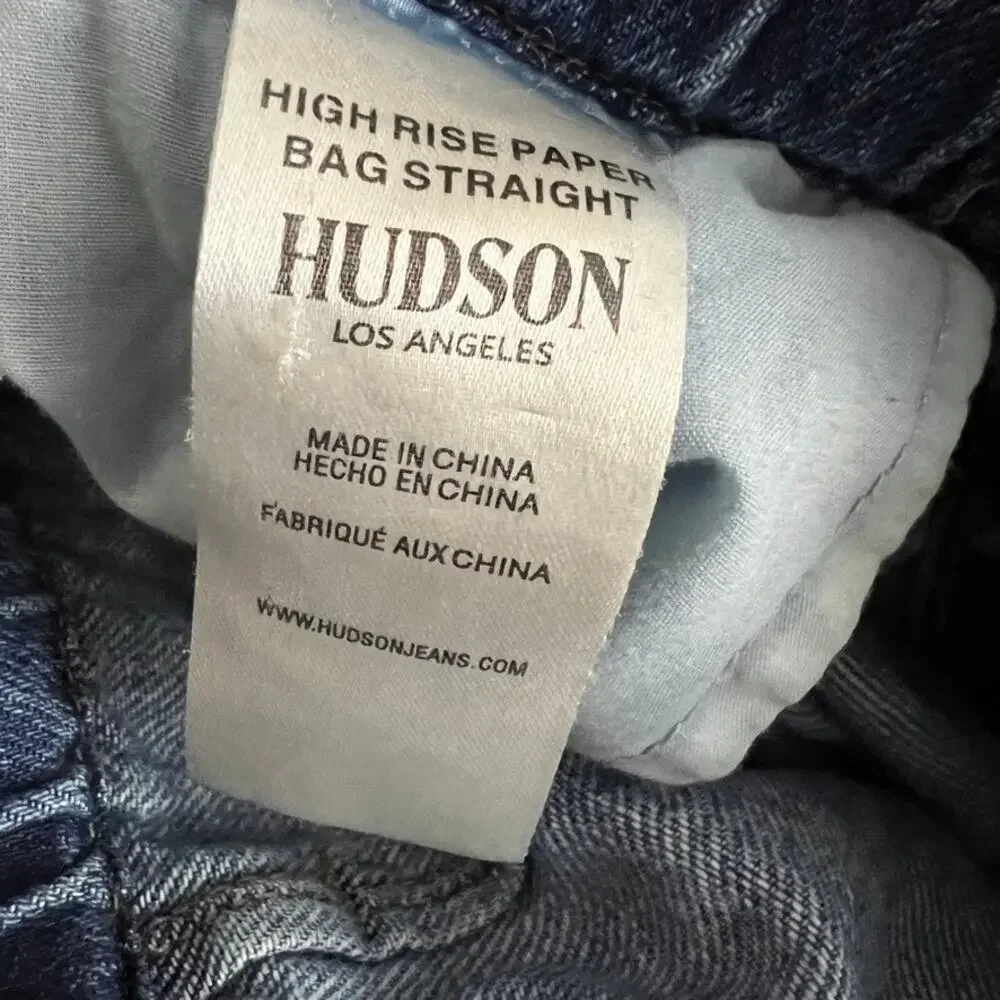 Hudson High Rise Paper Bag Straight Jeans Women‎ Size 27